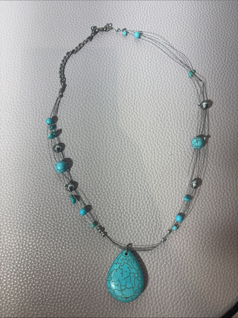 Turquoise look Teardrop Multi-Strand Boho Statement Necklace